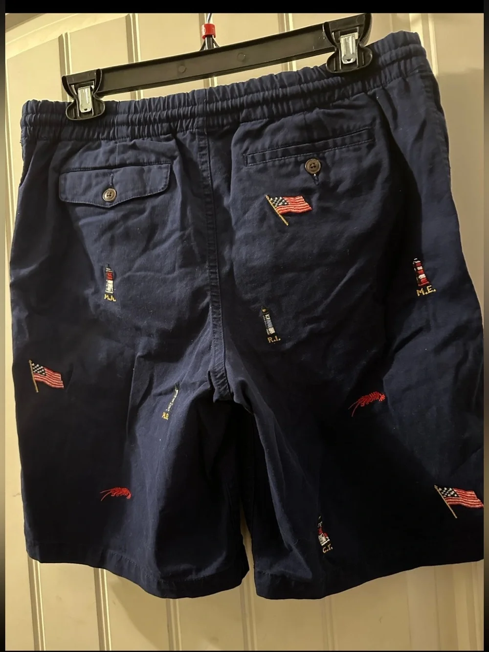 Ralph Lauren Polo NAVY KHAKI Shorts with LIGHTHOUSES, FLAGS, & LOBSTERS Boys 20